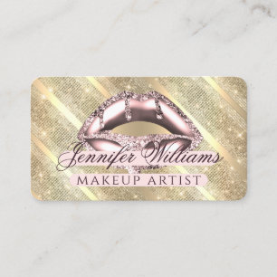 Carte De Visite Rose tendance Parties scintillant or Lips maquilla