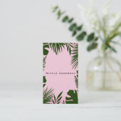 Carte De Visite Rose Tropical Vert Feuille Botanique Élégant Chic (Debout devant)