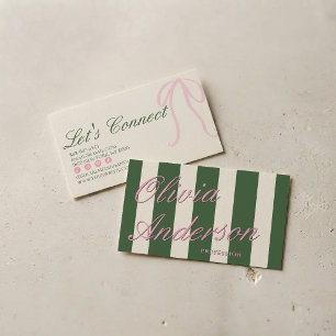 Carte De Visite Rose Vert Luxe Vintage Ancien Argent Coquette Peti