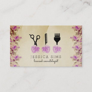 Carte De Visite rose vintage chic de pourpre de styliste en