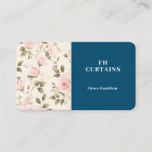 Carte de visite rose vintage florale bleue (Devant)