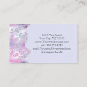 Carte De Visite Rose violet argent Parties scintillant florale ten (Dos)