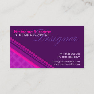 Carte De Visite Rose Violet Damassé Points Style Créateur Entrepri