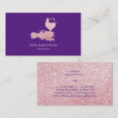 Carte De Visite Rose violet doré rose vin sommelier (Devant / Derrière)