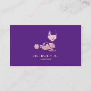 Carte De Visite Rose violet doré rose vin sommelier