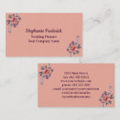 Carte de visite rose violet florale féminine (Devant / Derrière)