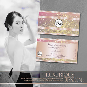 Carte De Visite Rose violet or Parties scintillant étoiles ajouter