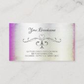 Carte De Visite Rose violet Shimmer Argent Coins Ornés Initiales (Dos)