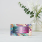 Carte De Visite Rose violet Turquoise Turquoise bleu or marbré (Debout devant)