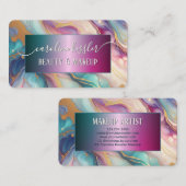 Carte De Visite Rose violet Turquoise Turquoise bleu or marbré (Devant / Derrière)