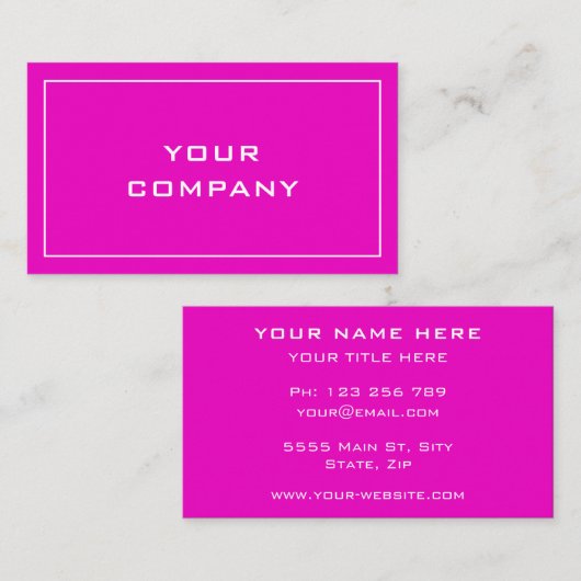 Carte de visite rose Vos Couleurs Police Nom Info (Devant / Derrière)