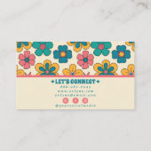 Carte De Visite Rosée Retro Turquoise Super Floral Boho Girly (Dos)