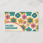 Carte De Visite Rosée Retro Turquoise Super Floral Boho Girly (Devant)