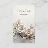 Carte De Visite Roses 3D Blanches Élégantes (Devant)