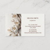 Carte De Visite Roses 3D Blanches Élégantes (Dos)