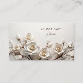 Carte De Visite Roses 3D Blanches Élégantes (Devant)