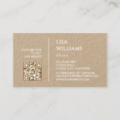 Carte De Visite Roses 3D Ivoire Rustique | Code QR (Dos)