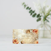 Carte De Visite Roses Abricot Luxe (Debout devant)