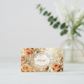 Carte De Visite Roses Abricot Luxe (Debout devant)