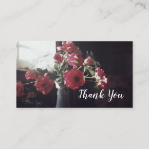 Carte De Visite Roses antiques dans Vase Floral Merci Rose
