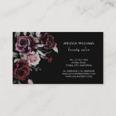 Carte De Visite Roses Aquarelle Fond Noir (Dos)