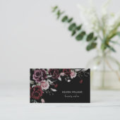 Carte De Visite Roses Aquarelle Fond Noir (Debout devant)