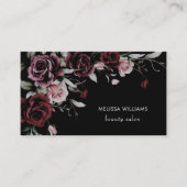 Carte De Visite Roses Aquarelle Fond Noir (Devant)