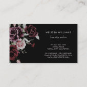 Carte De Visite Roses Aquarelle Fond Noir (Dos)
