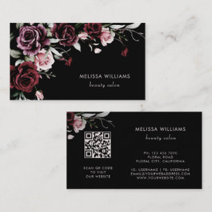Carte De Visite Roses Aquarelle Fond Noir