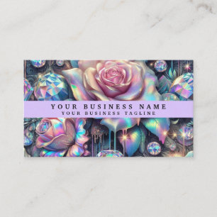 Carte De Visite Roses arc-en-ciel girly modernes et pierres précie