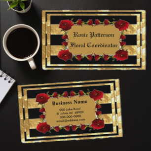 Carte De Visite Roses Black Gold