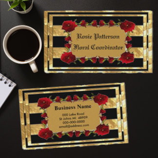 Carte De Visite Roses Black Gold
