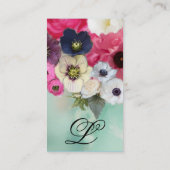 CARTE DE VISITE ROSES BLANCHES ET FLEURS D'ANÉMONE MONOGRAMME (Dos)