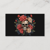 Carte De Visite Roses blanches foncées et roses roses crâne tatoue (Dos)