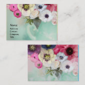 CARTE DE VISITE ROSES BLANCHES ROSES ET FLEURS ANÉMONE (Devant / Derrière)