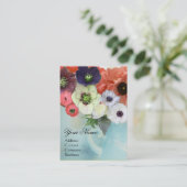 CARTE DE VISITE ROSES BLANCHES ROSES ROUGES ET FLEURS ANÉMONE MONO (Debout devant)