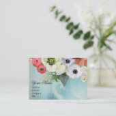 CARTE DE VISITE ROSES BLANCHES ROUGES PINK ET FLEURS D'ANÉMONE MON (Debout devant)