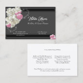 Carte De Visite Roses blanches wedding planners Coeurs roses Étinc (Devant / Derrière)