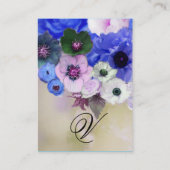 CARTE DE VISITE ROSES BLEUES BLANCHES ET FLEURS D'ANÉMONE MONOGRAM (Dos)
