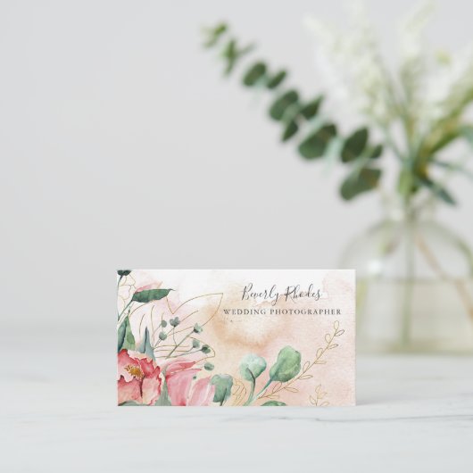 Carte De Visite Roses d'aquarelle (Debout devant)