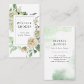 Carte De Visite Roses d'aquarelle (Devant / Derrière)