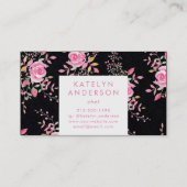 Carte De Visite Roses d'aquarelle biologique noire de qualité supé (Dos)