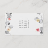 Carte De Visite roses d'aquarelle et buine violoniste de feuillage (Dos)