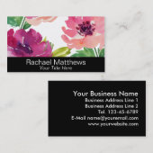 Carte De Visite Roses d'aquarelle florale féminine (Devant / Derrière)