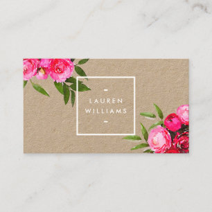 Carte De Visite Roses d'aquarelle Luxe Bold sur Kraft