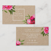 Carte De Visite Roses d'aquarelle Luxe Bold sur Kraft (Devant / Derrière)