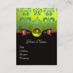 CARTE DE VISITE ROSES DE CORAIL ROUGE, MONOGRAMME DE DOMMASQUES NO