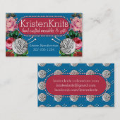 Carte De Visite Roses de cru de tricoteuse d'aiguilles de tricot (Devant / Derrière)