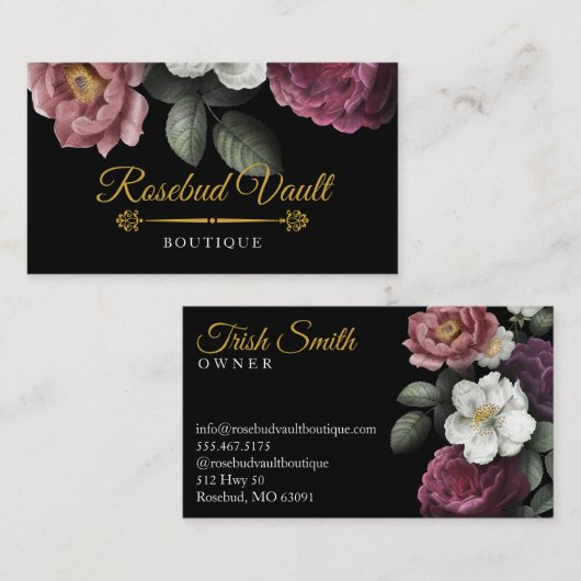 Carte De Visite Roses de floraison (Devant / Derrière)
