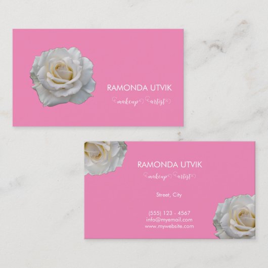 Carte De Visite Roses de maquillage (Devant / Derrière)